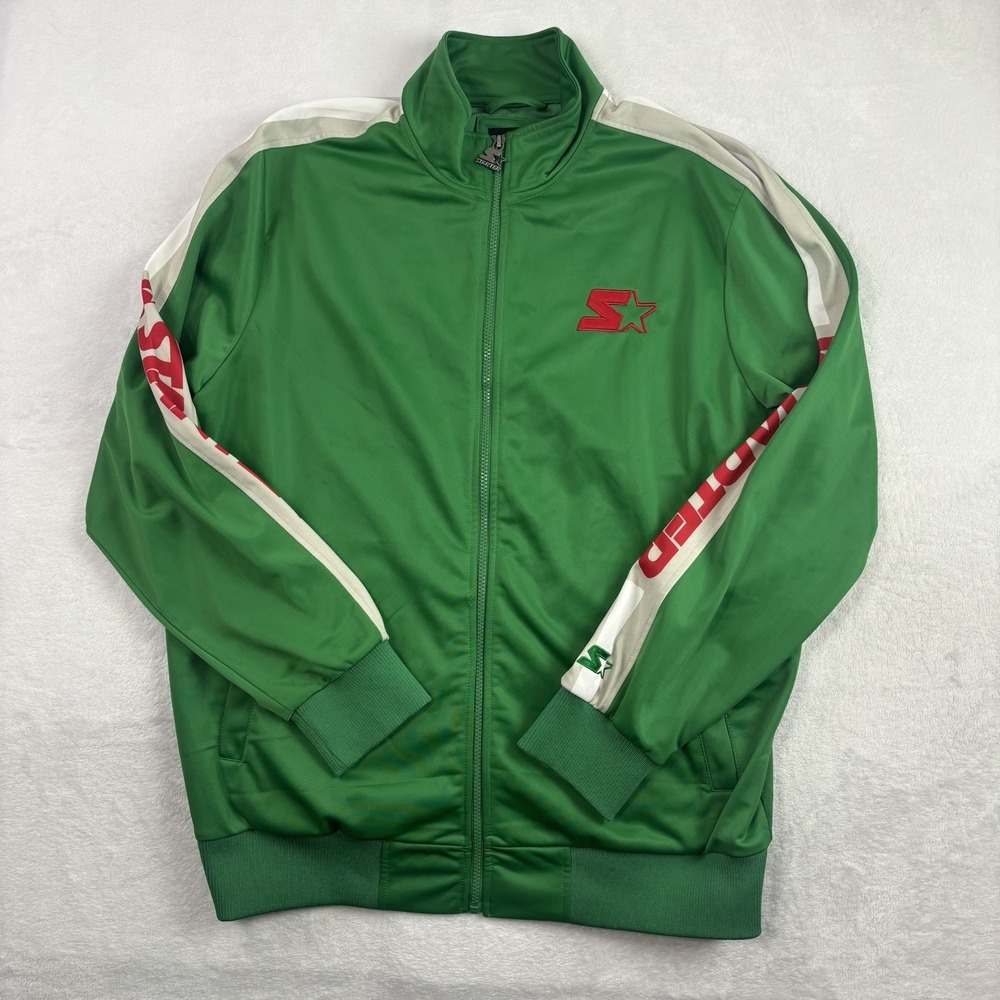 Starter Black Label Green Full Zip Long Sleeve Track Jacket Sweatshirt Men's XL